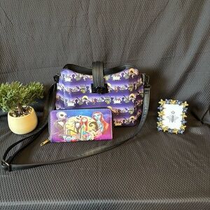 Loungefly Purple and Black Shoulder Bag with FREE Wallet Halloween